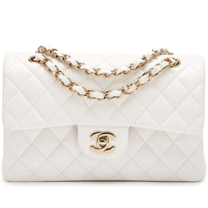 Chanel Small Classic Double Flap – Cream White Caviar